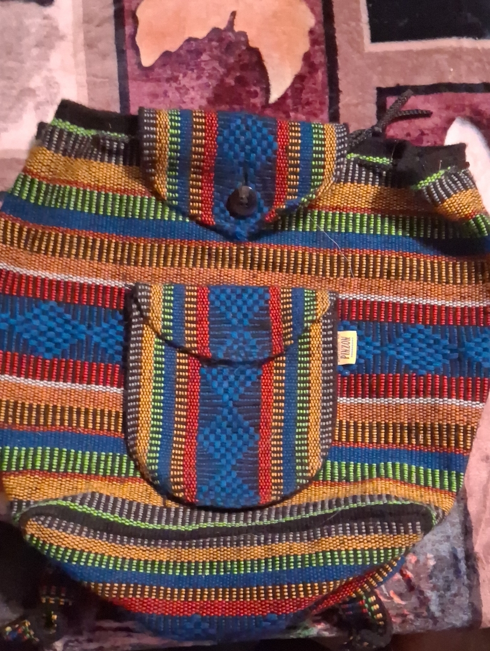 Handwoven Multicolor Striped Shoulder Bag - Blue, Red, Green